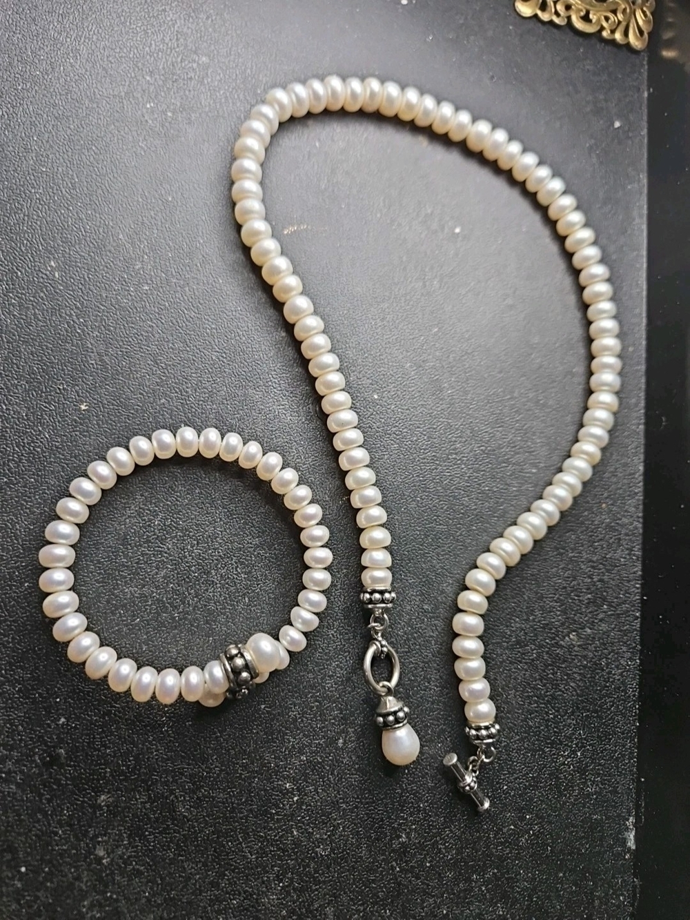 Honora Rondelle Pearl & Sterling Silver Toggle Necklace & Bypass Bracelet Set - Picture 15 of 15